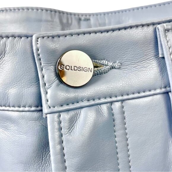 NEW GOLDSIGN The Stacked Roya Straight-Leg Leather Jeans in Jubilee Blue Size 27 - Picture 9 of 10